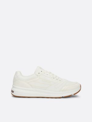 white mixed texture signature tape trainers for men tommy hilfiger