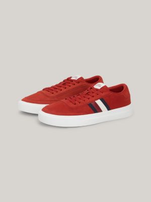 red logo cupsole suede trainers for men tommy hilfiger