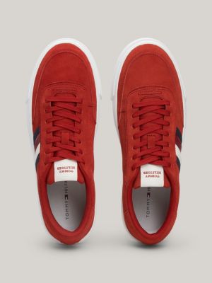 red logo cupsole suede trainers for men tommy hilfiger