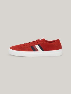 red logo cupsole suede trainers for men tommy hilfiger