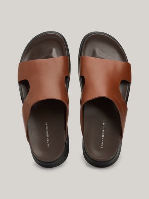 Leather Debossed Logo Sandals | Brown | Tommy Hilfiger