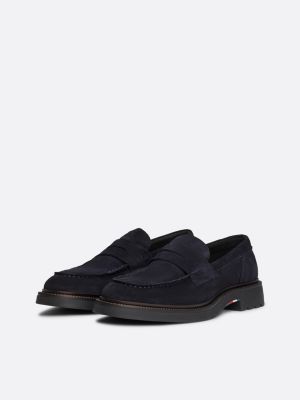 blau leichtgewichtiger wildleder-loafer für herren - tommy hilfiger