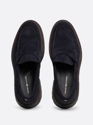 blau leichtgewichtiger wildleder-loafer für herren - tommy hilfiger