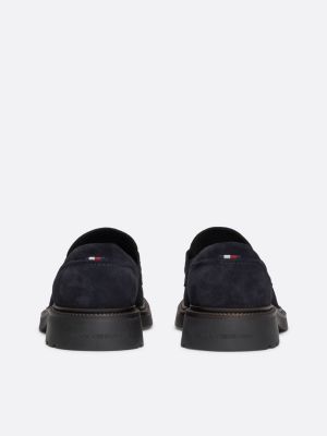 mocassins légers en daim bleu pour hommes tommy hilfiger