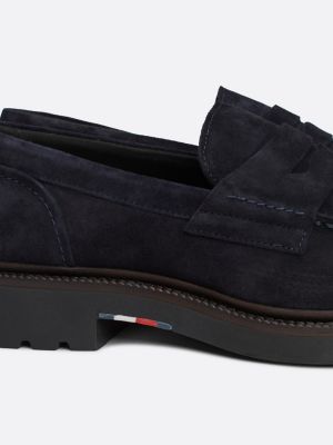 blau leichtgewichtiger wildleder-loafer für herren - tommy hilfiger