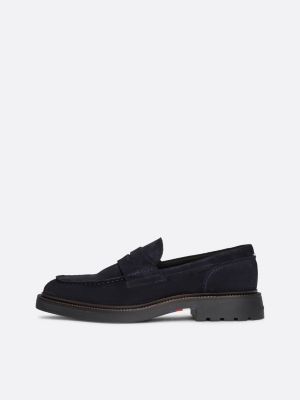 blau leichtgewichtiger wildleder-loafer für herren - tommy hilfiger