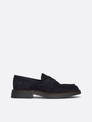 blau leichtgewichtiger wildleder-loafer für herren - tommy hilfiger