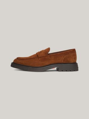 brown suede lightweight loafers for men tommy hilfiger