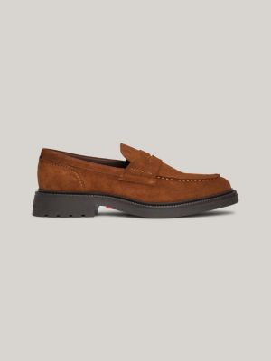 brown suede lightweight loafers for men tommy hilfiger