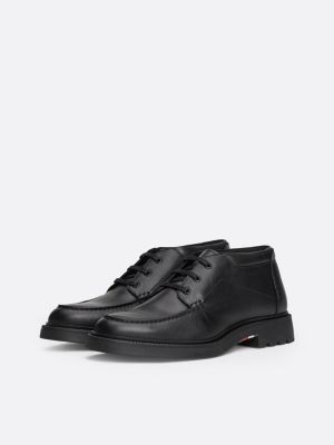 black lightweight leather ankle boots for men tommy hilfiger