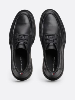 black lightweight leather ankle boots for men tommy hilfiger