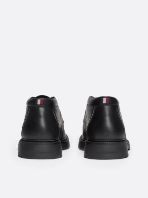 black lightweight leather ankle boots for men tommy hilfiger