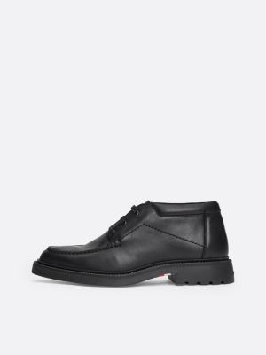 black lightweight leather ankle boots for men tommy hilfiger