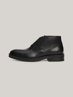 black th monogram leather lace-up ankle boots for men tommy hilfiger