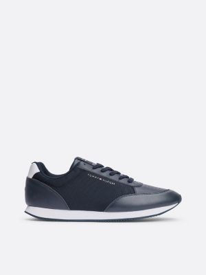 blauw sneaker met fijn profiel en vlaglogo voor heren - tommy hilfiger