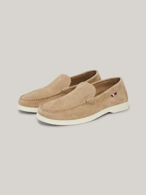 Casual suede loafer met contrasterende zool Beige Tommy Hilfiger