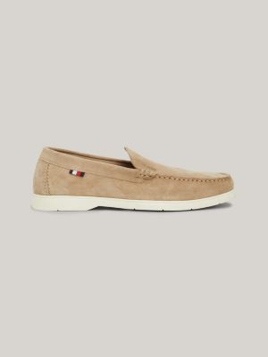 Casual suede loafer met contrasterende zool Beige Tommy Hilfiger