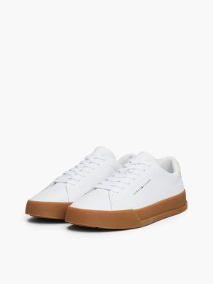 sneakers sportive essential in pelle con logo bianco da uomini tommy hilfiger