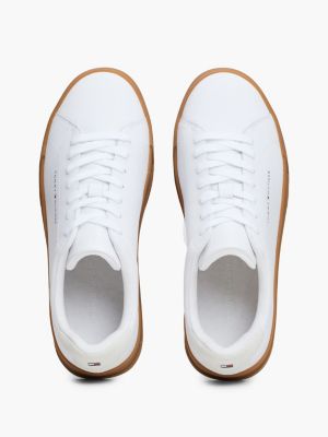 white essential pebble grain court trainers for men tommy hilfiger