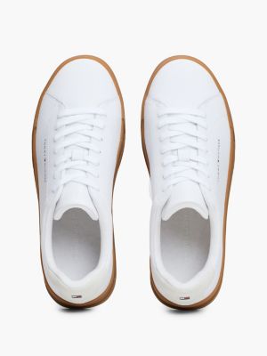 sneakers sportive essential in pelle con logo bianco da uomini tommy hilfiger