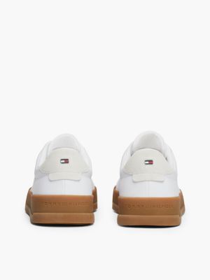 sneakers sportive essential in pelle con logo bianco da uomini tommy hilfiger