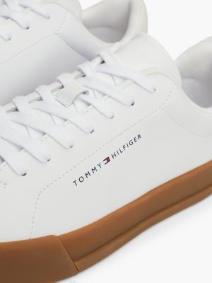 sneakers sportive essential in pelle con logo bianco da uomini tommy hilfiger