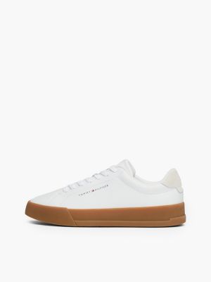 sneakers sportive essential in pelle con logo bianco da uomini tommy hilfiger