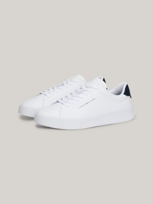 white essential pebble grain court trainers for men tommy hilfiger