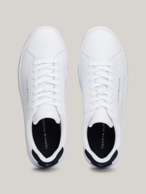 white essential pebble grain court trainers for men tommy hilfiger