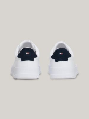 white essential pebble grain court trainers for men tommy hilfiger