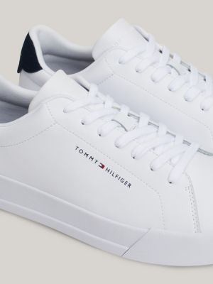 white essential pebble grain court trainers for men tommy hilfiger