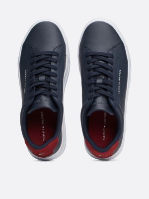 blau essential court-sneaker aus narbenleder für herren - tommy hilfiger