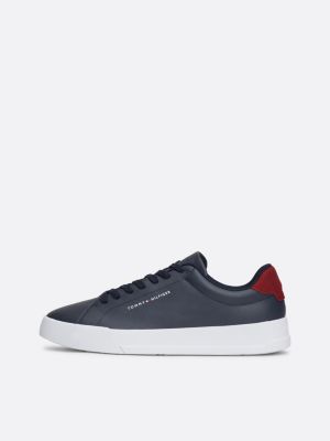 blau essential court-sneaker aus narbenleder für herren - tommy hilfiger