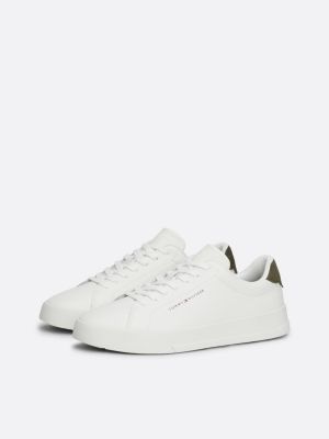 white essential pebble grain court trainers for men tommy hilfiger