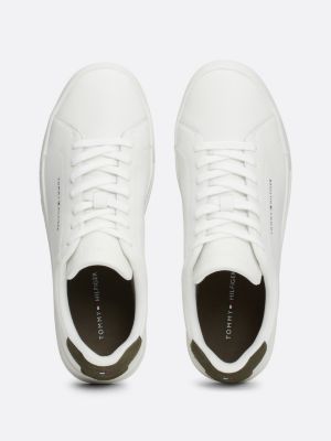 white essential pebble grain court trainers for men tommy hilfiger