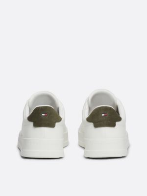 white essential pebble grain court trainers for men tommy hilfiger