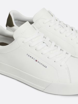 white essential pebble grain court trainers for men tommy hilfiger