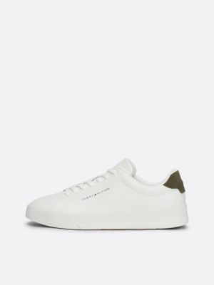 white essential pebble grain court trainers for men tommy hilfiger