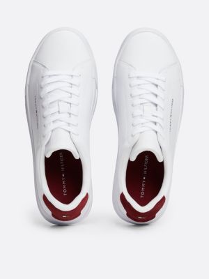 white essential pebble grain court trainers for men tommy hilfiger
