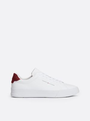 white essential pebble grain court trainers for men tommy hilfiger