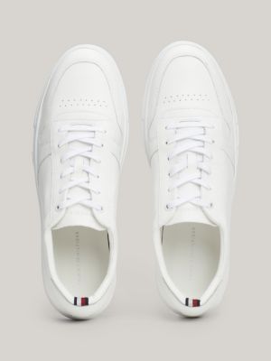 sneakers in pelle con suola preformata e logo bianco da uomini tommy hilfiger