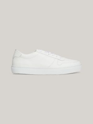 sneakers in pelle con suola preformata e logo white da uomini tommy hilfiger