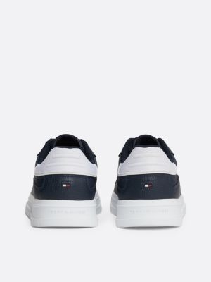 blue signature tape textured leather trainers for men tommy hilfiger