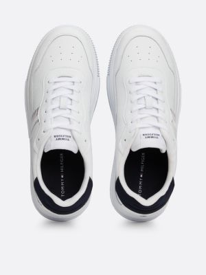 sneakers in pelle con nastro iconico bianco da uomini tommy hilfiger