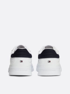 sneakers in pelle con nastro iconico bianco da uomini tommy hilfiger