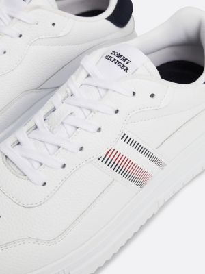 sneakers in pelle con nastro iconico bianco da uomini tommy hilfiger