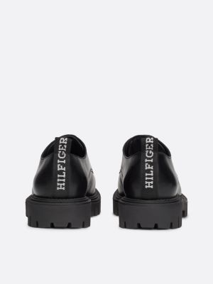 scarpe derby in pelle idrorepellente nero da uomini tommy hilfiger