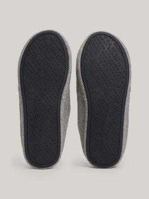 grey herringbone flag embroidery slippers for men tommy hilfiger