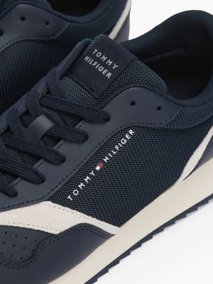 blau runner-sneaker aus leder mit haifischsohle für herren - tommy hilfiger