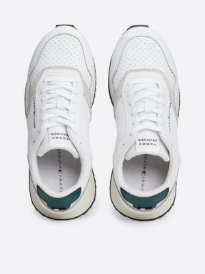 sneakers running con suola seghettata bianco da uomini tommy hilfiger